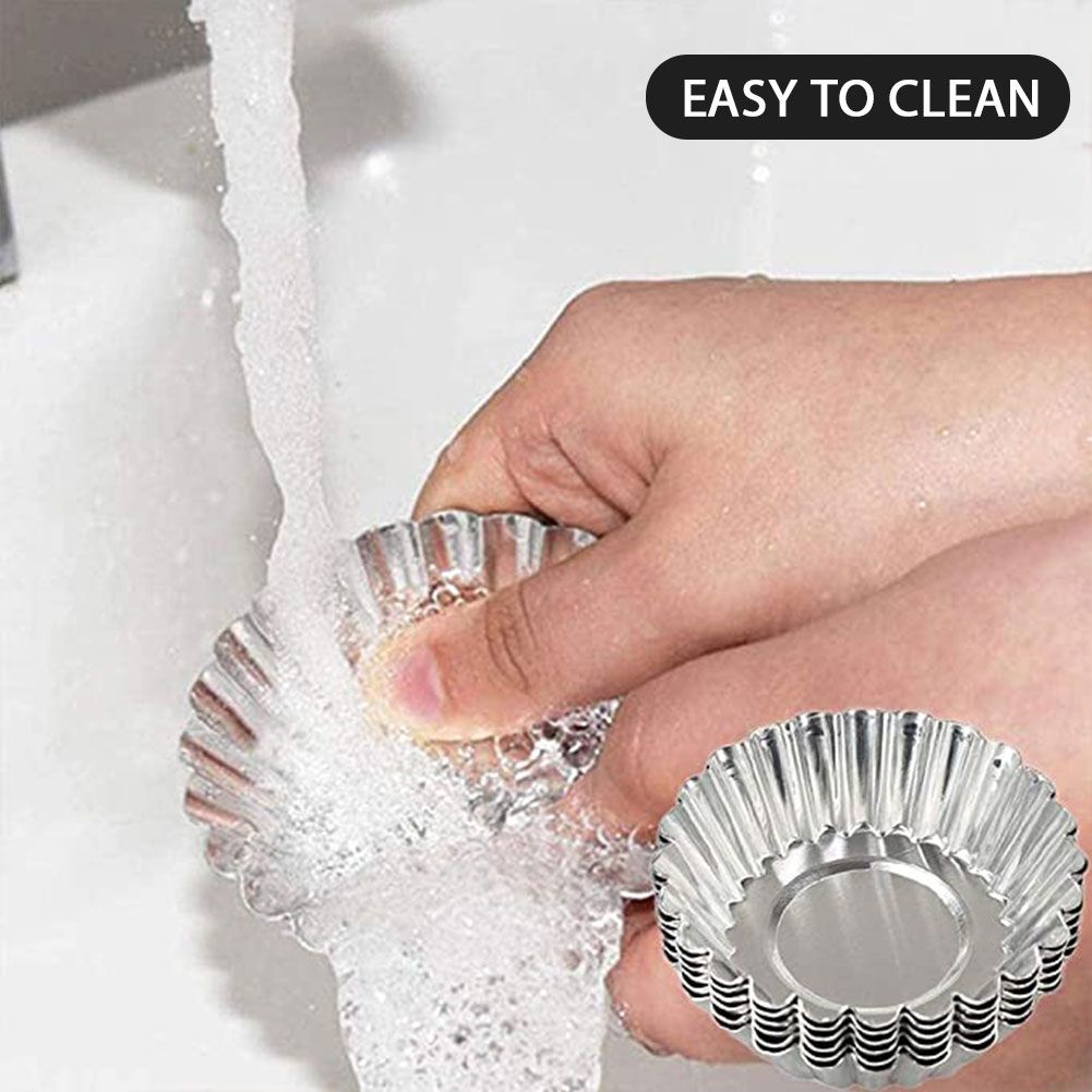 20Pcs Egg Tart Molds Mini Aluminum Cake Muffin Moulds Tins Pans Non Stick Cupcake Cake Moulds Kitchen Reusable Baking Tools