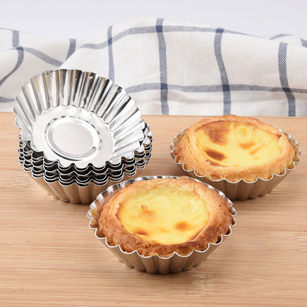 20Pcs Egg Tart Molds Mini Aluminum Cake Muffin Moulds Tins Pans Non Stick Cupcake Cake Moulds Kitchen Reusable Baking Tools