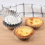 20Pcs Egg Tart Molds Mini Aluminum Cake Muffin Moulds Tins Pans Non Stick Cupcake Cake Moulds Kitchen Reusable Baking Tools - Close-Up Angle