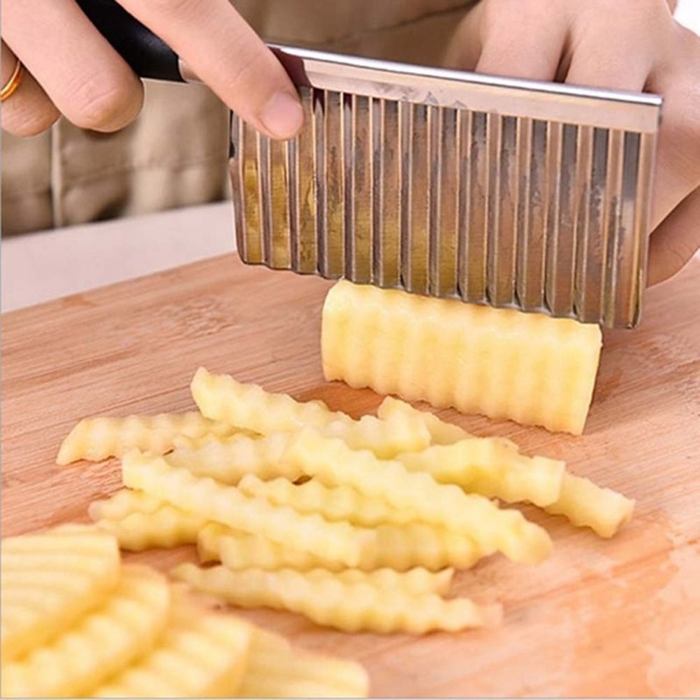 Stainless Steel Potato Dough Waves Cutter Slicing Tool Home Kitchen Vegetable Chip Cutter Cooking Tools