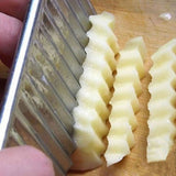 Stainless Steel Potato Dough Waves Cutter Slicing Tool Home Kitchen Vegetable Chip Cutter Cooking Tools - Top-Down View