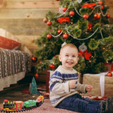 Christmas Train Set Electric Train with Lights and Music Railway Tracks Set Battery Operated Tracks Playset Christmas Gift for Kids