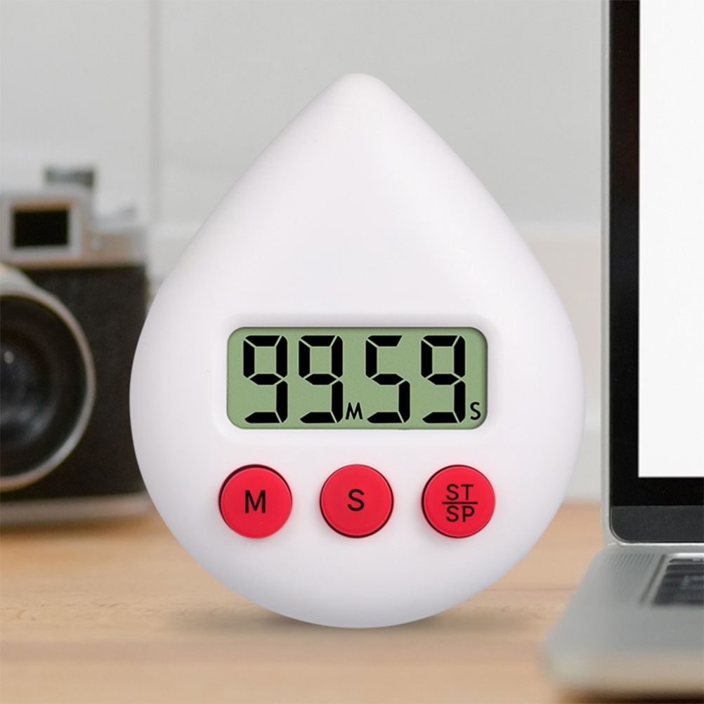 White Water Drop Shaped Bathroom Timer Portable Simple Operation Digital Shower Cooking Timer for Kitchen Shower