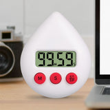 White Water Drop Shaped Bathroom Timer Portable Simple Operation Digital Shower Cooking Timer for Kitchen Shower - 45-Degree Angle