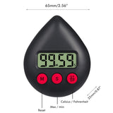 Black Water Drop Shaped Bathroom Timer Portable Simple Operation Digital Shower Cooking Timer for Kitchen Shower