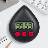 Black Water Drop Shaped Bathroom Timer Portable Simple Operation Digital Shower Cooking Timer for Kitchen Shower - 45-Degree Angle