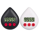 Black Water Drop Shaped Bathroom Timer Portable Simple Operation Digital Shower Cooking Timer for Kitchen Shower - Rear View