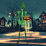 Glowing in the Dark Halloween Skeleton Decor Luminous Lifelike Skeleton Model for Front Lawn Haunted House Bar Props Halloween Party Decorations - Close-Up Angle