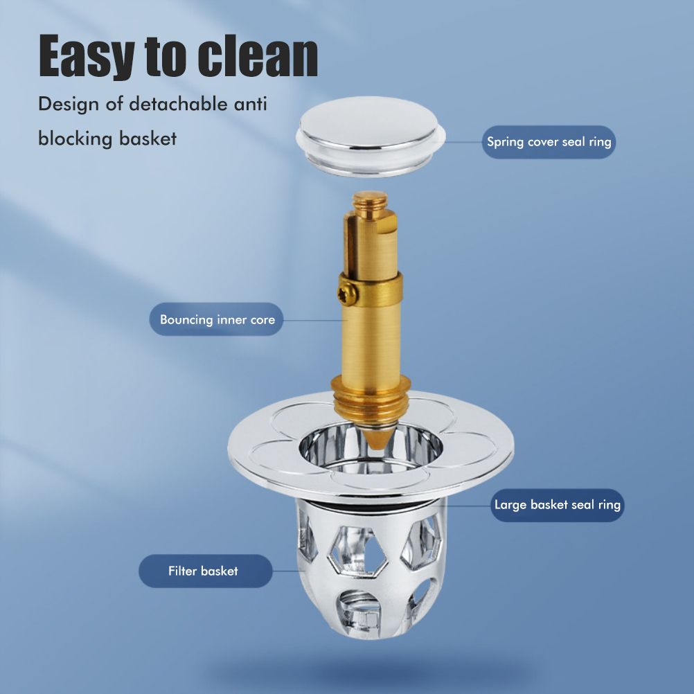 Sink Plug Stainless Steel Up Sink Plug Universal Drain Plug for Countertop Washbasin Bath Plug