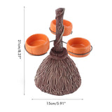 Halloween Resin Pumpkin Bowls On Broom for Serving Snacks Salad Fruit Halloween Party Supplies Decorations