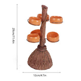 Halloween Resin Pumpkin Bowls On Broom for Serving Snacks Salad Fruit Halloween Party Supplies Decorations - Front View