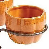 Halloween Resin Pumpkin Bowls On Broom for Serving Snacks Salad Fruit Halloween Party Supplies Decorations - Close-Up Angle