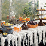 Halloween Resin Pumpkin Bowls On Broom for Serving Snacks Salad Fruit Halloween Party Supplies Decorations - Low Angle