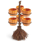 Halloween Resin Pumpkin Bowls On Broom for Serving Snacks Salad Fruit Halloween Party Supplies Decorations - Extra Image
