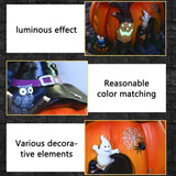 Halloween Witch Pumpkin House Figurine Luminous Resin Pumpkin Statue Crafts Desktop Ornament Halloween Party Decorations Gifts - Rear View