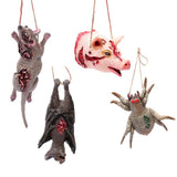 Halloween Hanging Tattered Pig Mouse Spider Bat Prank Props Halloween Party Favors Supplies Haunted House Decorations