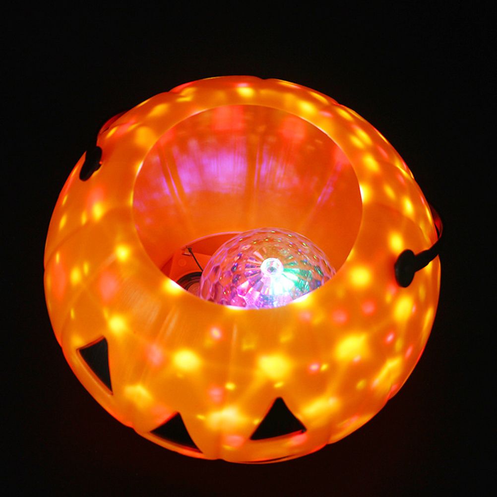Halloween Pumpkin Bucket with LED Lights Sound Pumpkin Basket with Handle Halloween Candy Bucket Party Decor
