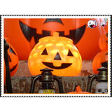 Halloween Pumpkin Bucket with LED Lights Sound Pumpkin Basket with Handle Halloween Candy Bucket Party Decor - Close-Up Angle