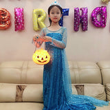 Halloween Pumpkin Bucket with LED Lights Sound Pumpkin Basket with Handle Halloween Candy Bucket Party Decor - Low Angle