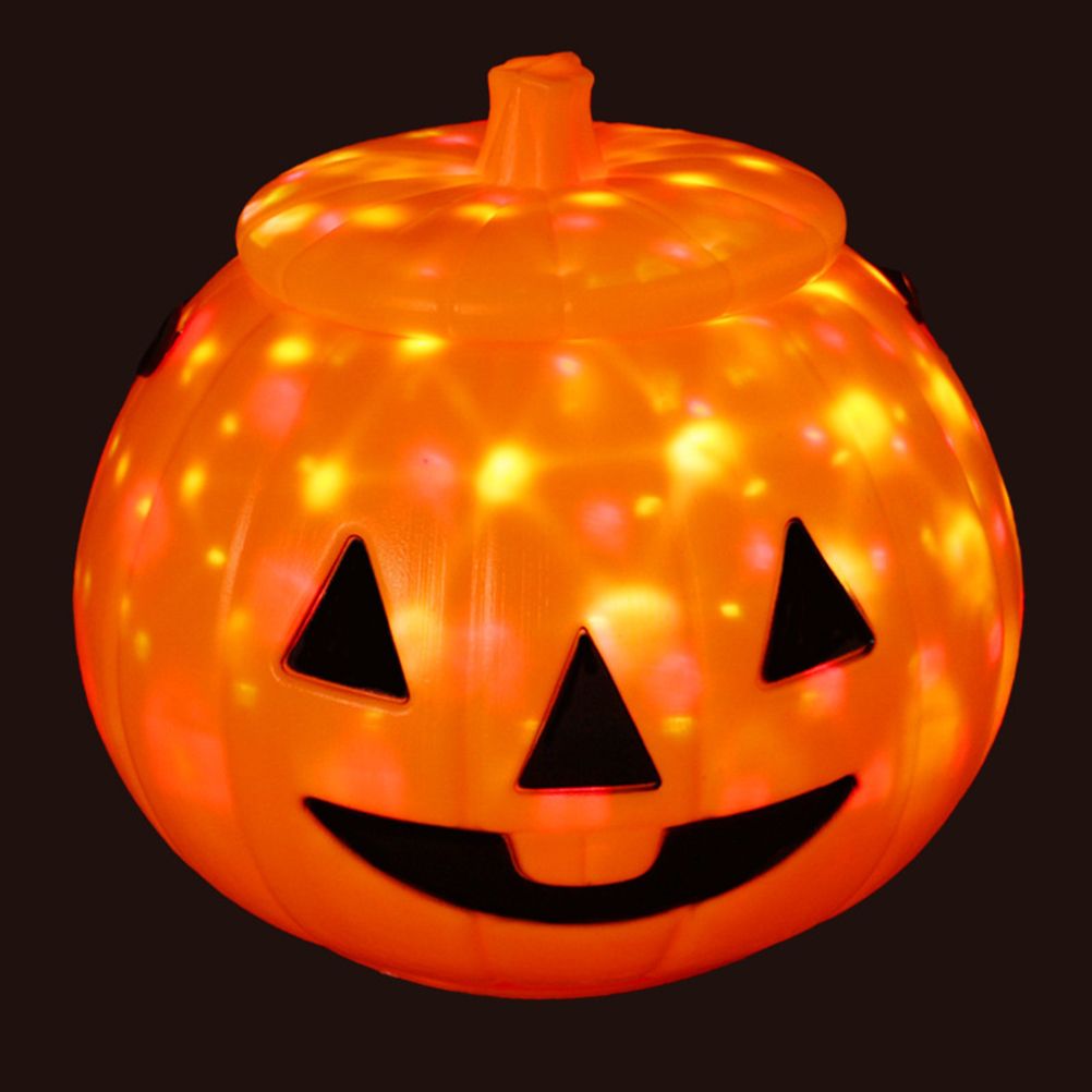 Halloween Pumpkin Bucket with LED Lights Sound Pumpkin Basket with Handle Halloween Candy Bucket Party Decor