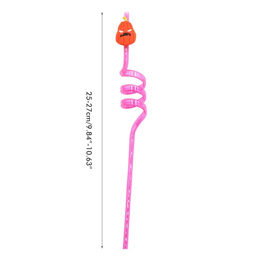 8Pcs Halloween Drinking Straws Reusable Plastic Pumpkin Straws for Halloween Party Favors Supplies Decorations