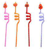 8Pcs Halloween Drinking Straws Reusable Plastic Pumpkin Straws for Halloween Party Favors Supplies Decorations