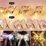 Christmas Fairy Lights Ribbon Christmas Lights Battery Operated String Lights Christmas Tree Christmas Party Holiday Indoor Outdoor Decoration - Front View