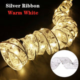 Christmas Fairy Lights Ribbon Christmas Lights Battery Operated String Lights Christmas Tree Christmas Party Holiday Indoor Outdoor Decoration - Close-Up Angle