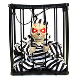Halloween Scary Screaming Animated Skeleton Cage Prisoner with Light Up Eyes Haunted House Props Halloween Party Decorations