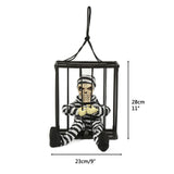 Halloween Scary Screaming Animated Skeleton Cage Prisoner with Light Up Eyes Haunted House Props Halloween Party Decorations - Rear View