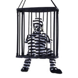 Halloween Scary Screaming Animated Skeleton Cage Prisoner with Light Up Eyes Haunted House Props Halloween Party Decorations