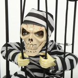 Halloween Scary Screaming Animated Skeleton Cage Prisoner with Light Up Eyes Haunted House Props Halloween Party Decorations - Extra Image