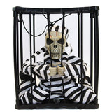 Halloween Scary Screaming Animated Skeleton Cage Prisoner with Light Up Eyes Haunted House Props Halloween Party Decorations - Extra Image