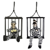 Halloween Scary Screaming Animated Skeleton Cage Prisoner with Light Up Eyes Haunted House Props Halloween Party Decorations - Extra Image
