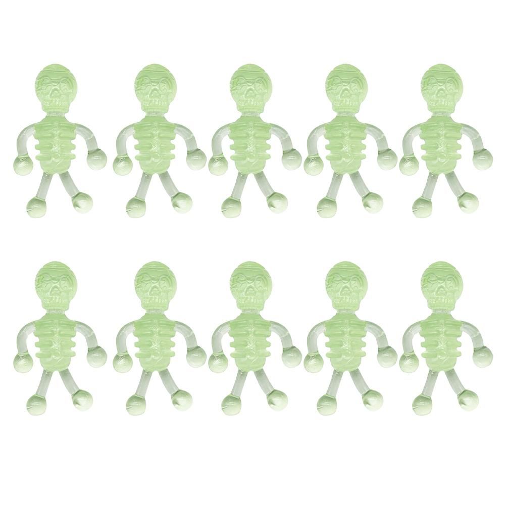 10Pcs Halloween Stretchy Luminous Small Skeleton Toy TPR Stress Relief Toy Halloween Party Favors Supplies