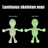 10Pcs Halloween Stretchy Luminous Small Skeleton Toy TPR Stress Relief Toy Halloween Party Favors Supplies