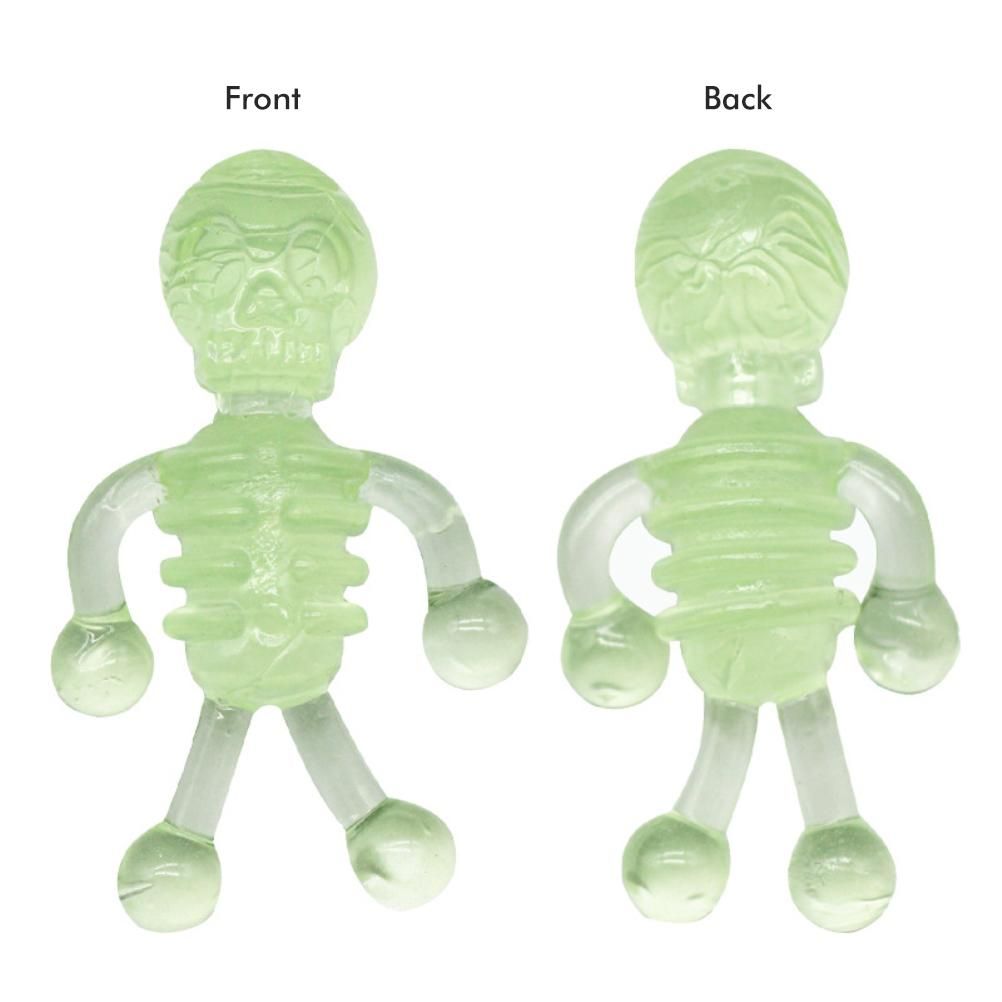 10Pcs Halloween Stretchy Luminous Small Skeleton Toy TPR Stress Relief Toy Halloween Party Favors Supplies