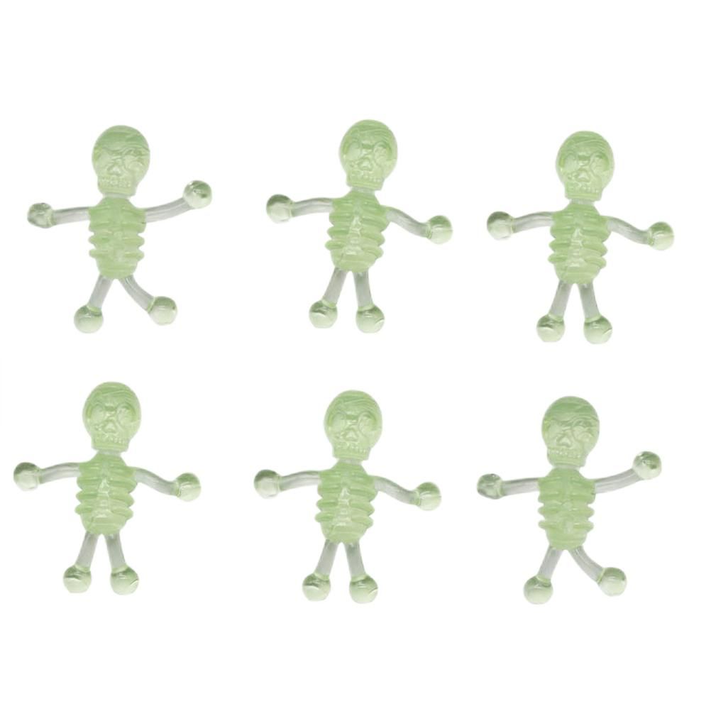 10Pcs Halloween Stretchy Luminous Small Skeleton Toy TPR Stress Relief Toy Halloween Party Favors Supplies