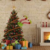 Christmas Elf Stuffed Legs Stuck Tree Topper Decorations Xmas Holiday Party Ornament Indoor Outdoor Decor - Side View