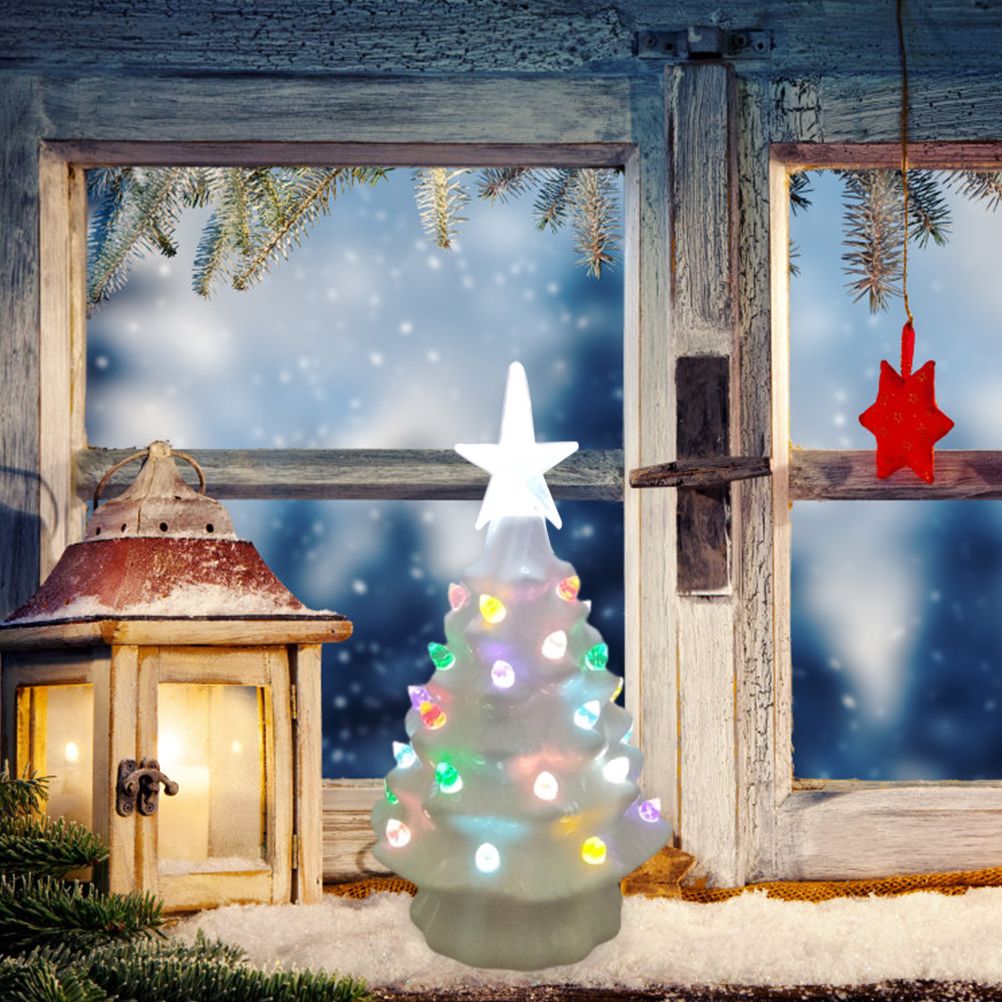 18.8cm Lighted Ceramic Christmas Tree Christmas Tabletop Decorations Christmas Lights