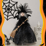 Halloween Veil Witch with Spider Web Skirt Doll Halloween Desktop Ornament Party Decor Haunted House Props