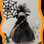 Halloween Veil Witch with Spider Web Skirt Doll Halloween Desktop Ornament Party Decor Haunted House Props