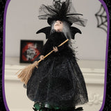 Halloween Veil Witch with Spider Web Skirt Doll Halloween Desktop Ornament Party Decor Haunted House Props
