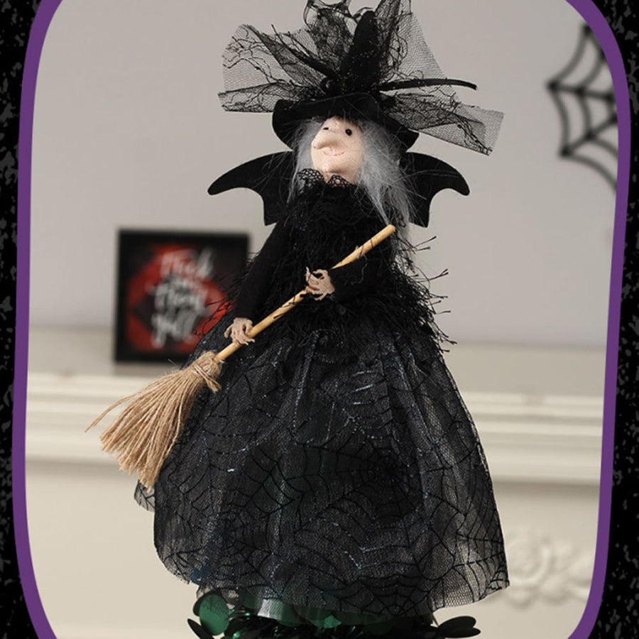 Halloween Veil Witch with Spider Web Skirt Doll Halloween Desktop Ornament Party Decor Haunted House Props