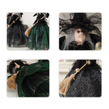 Halloween Veil Witch with Spider Web Skirt Doll Halloween Desktop Ornament Party Decor Haunted House Props