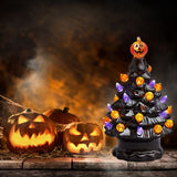 Lighted Ceramic Halloween Tree Tabletop Halloween Decoration Halloween Tree Pumpkin Light - Rear View