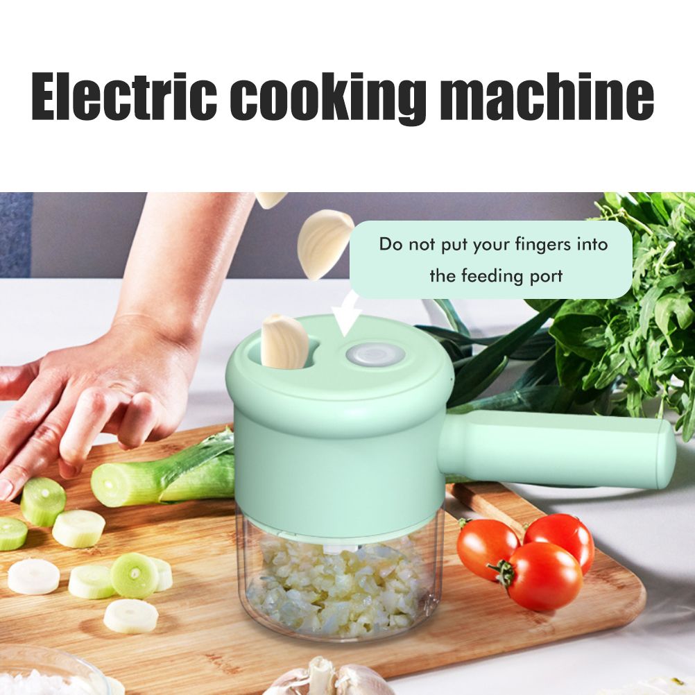 2 in 1 Handheld Electric Garlic Grinder Vegetable Cutter Portable Food Processor for Garlic Pepper Chili Onion Celery Ginger Meat