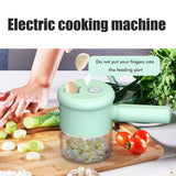 2 in 1 Handheld Electric Garlic Grinder Vegetable Cutter Portable Food Processor for Garlic Pepper Chili Onion Celery Ginger Meat