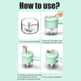 2 in 1 Handheld Electric Garlic Grinder Vegetable Cutter Portable Food Processor for Garlic Pepper Chili Onion Celery Ginger Meat