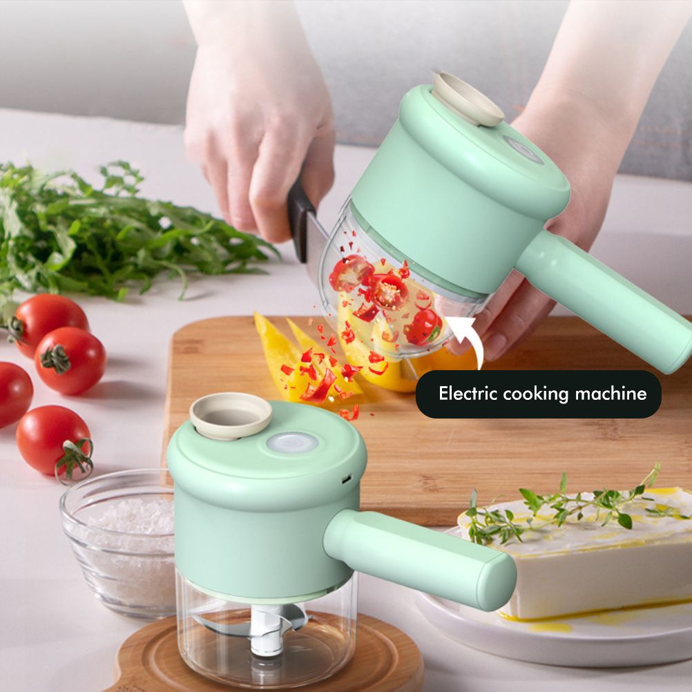 2 in 1 Handheld Electric Garlic Grinder Vegetable Cutter Portable Food Processor for Garlic Pepper Chili Onion Celery Ginger Meat